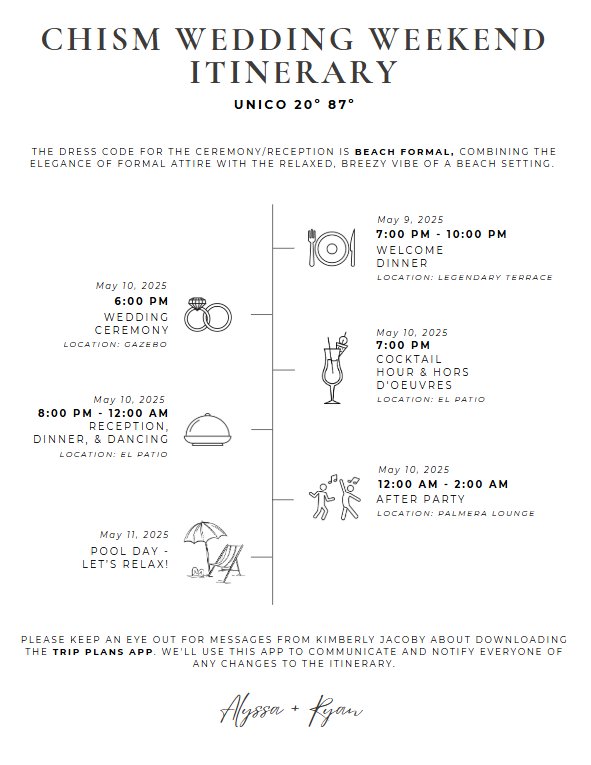 Schedule of Events