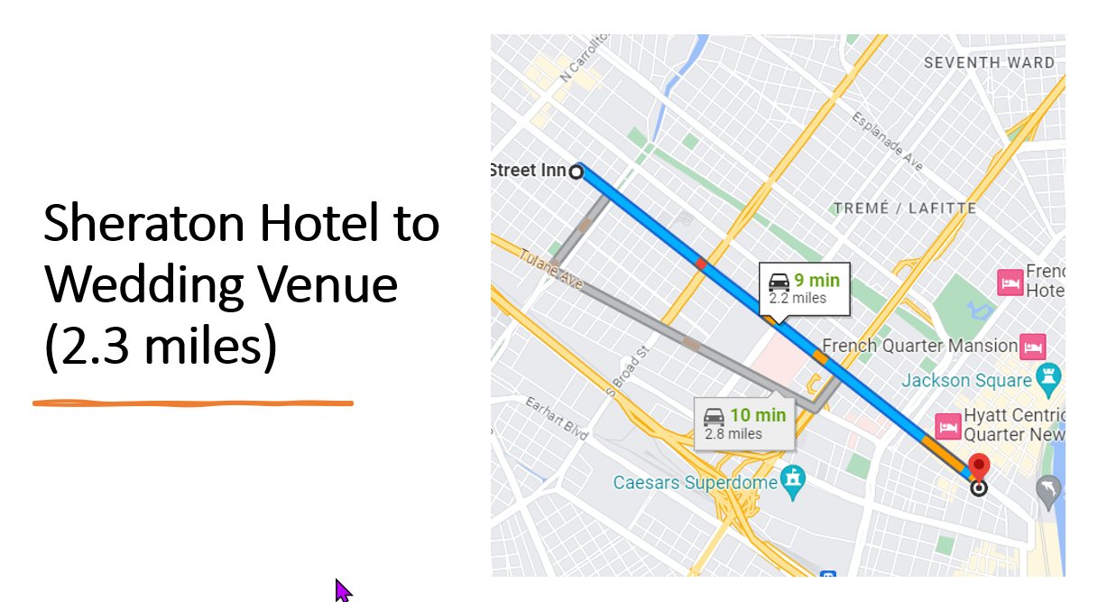 HOTEL TO WEDDING VENUE/RECEPTION