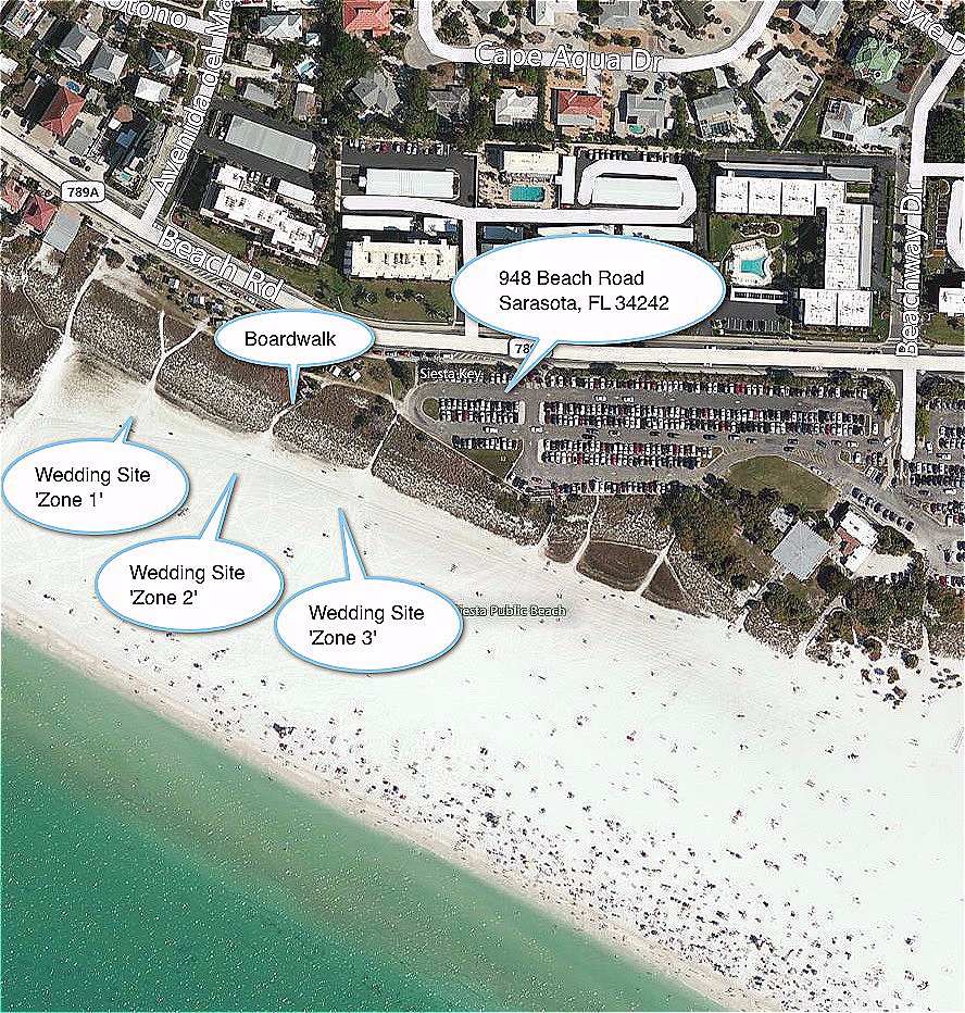 This is map of the possible wedding sites, our ceremony will be located in 'zone 1'.