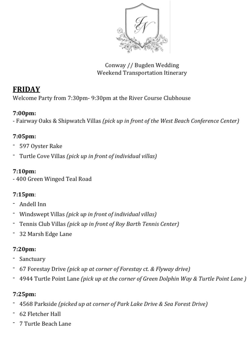 Bus Pickup Schedule