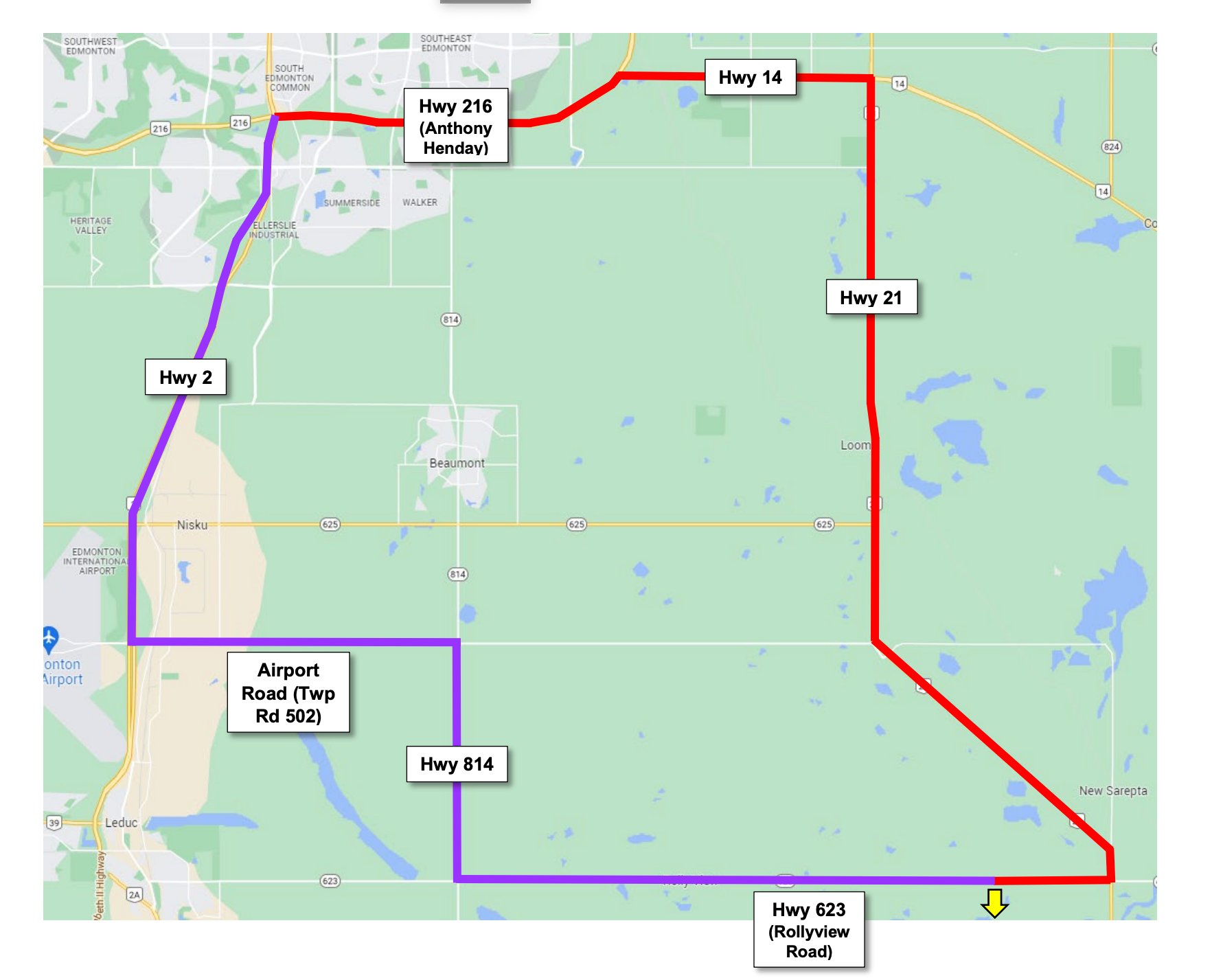 Directions from Edmonton and Leduc