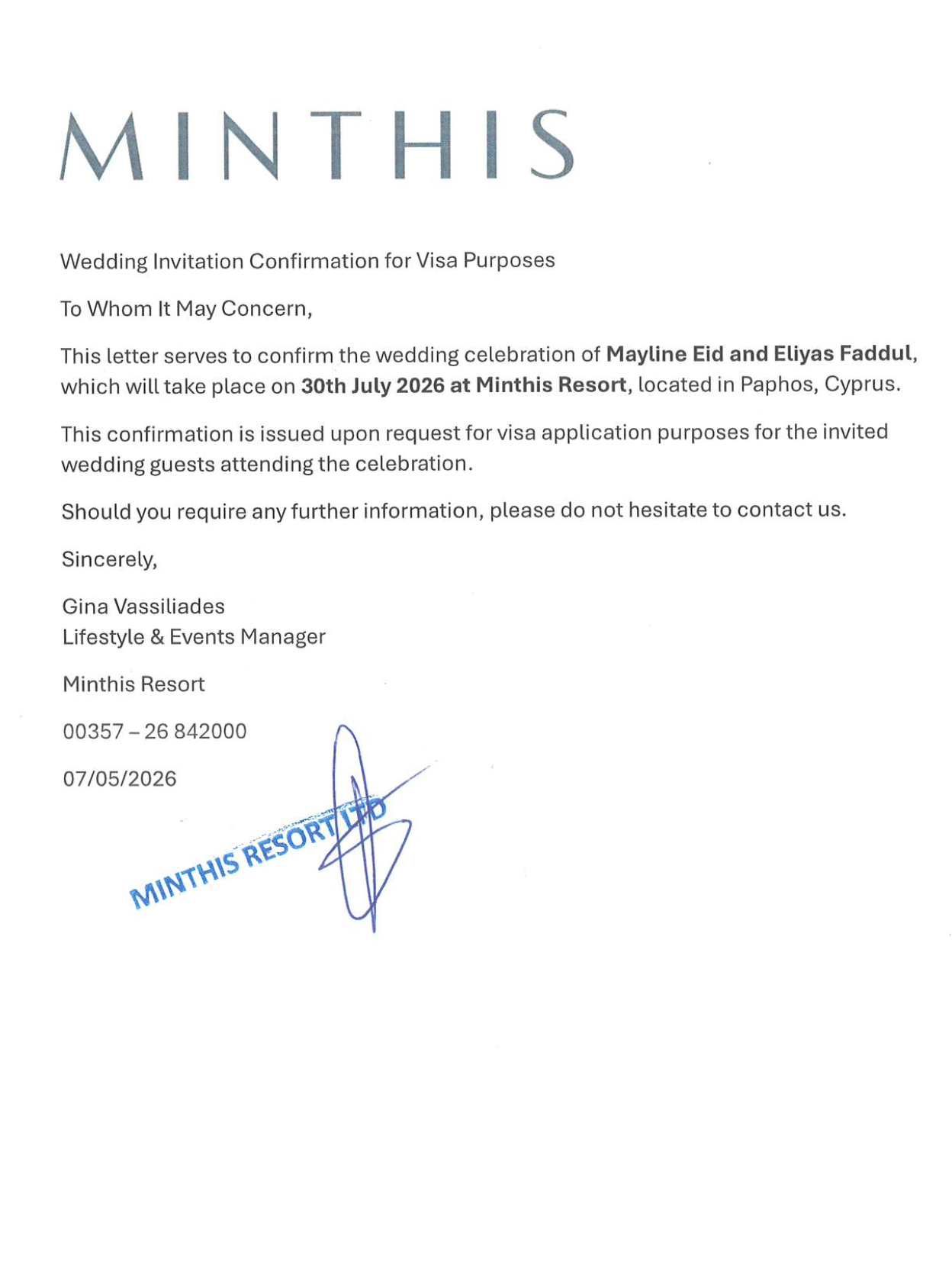 Confirmation Letter