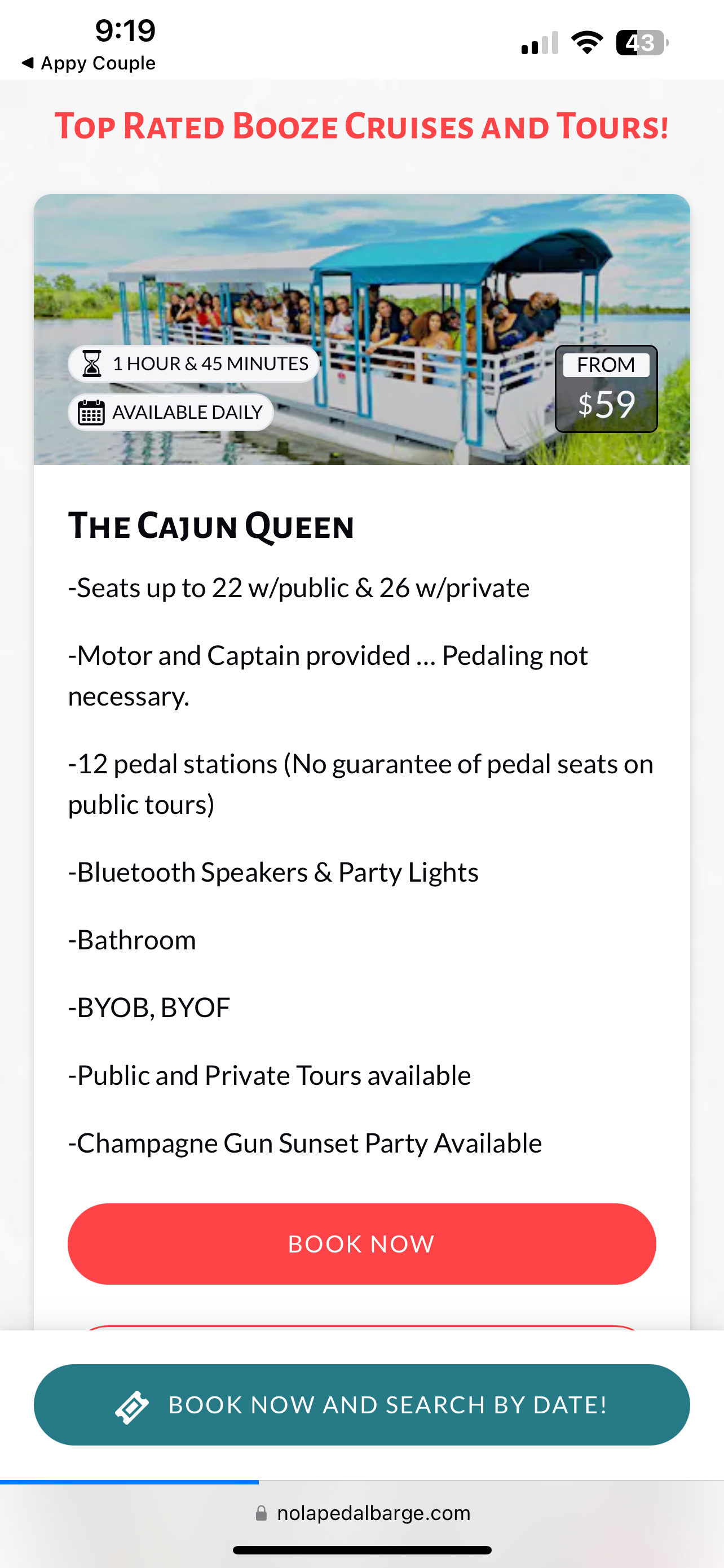 Cajun Queen 10/8 at 4 PM